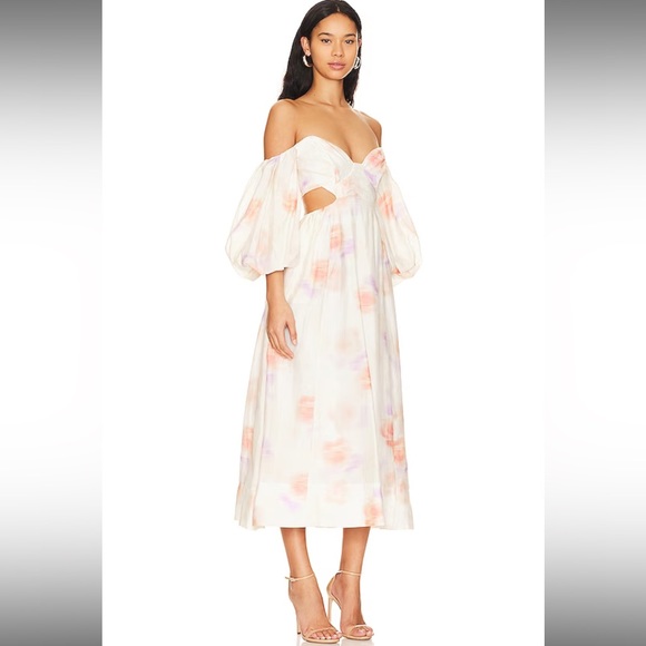 Lucia Midi Dress in Painterly Floral - Picture 2 of 5